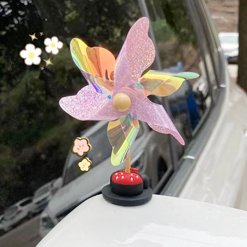 Creative car toy car decoration small windmill decoration rotatable windmill battery electric car motorcycle decoration