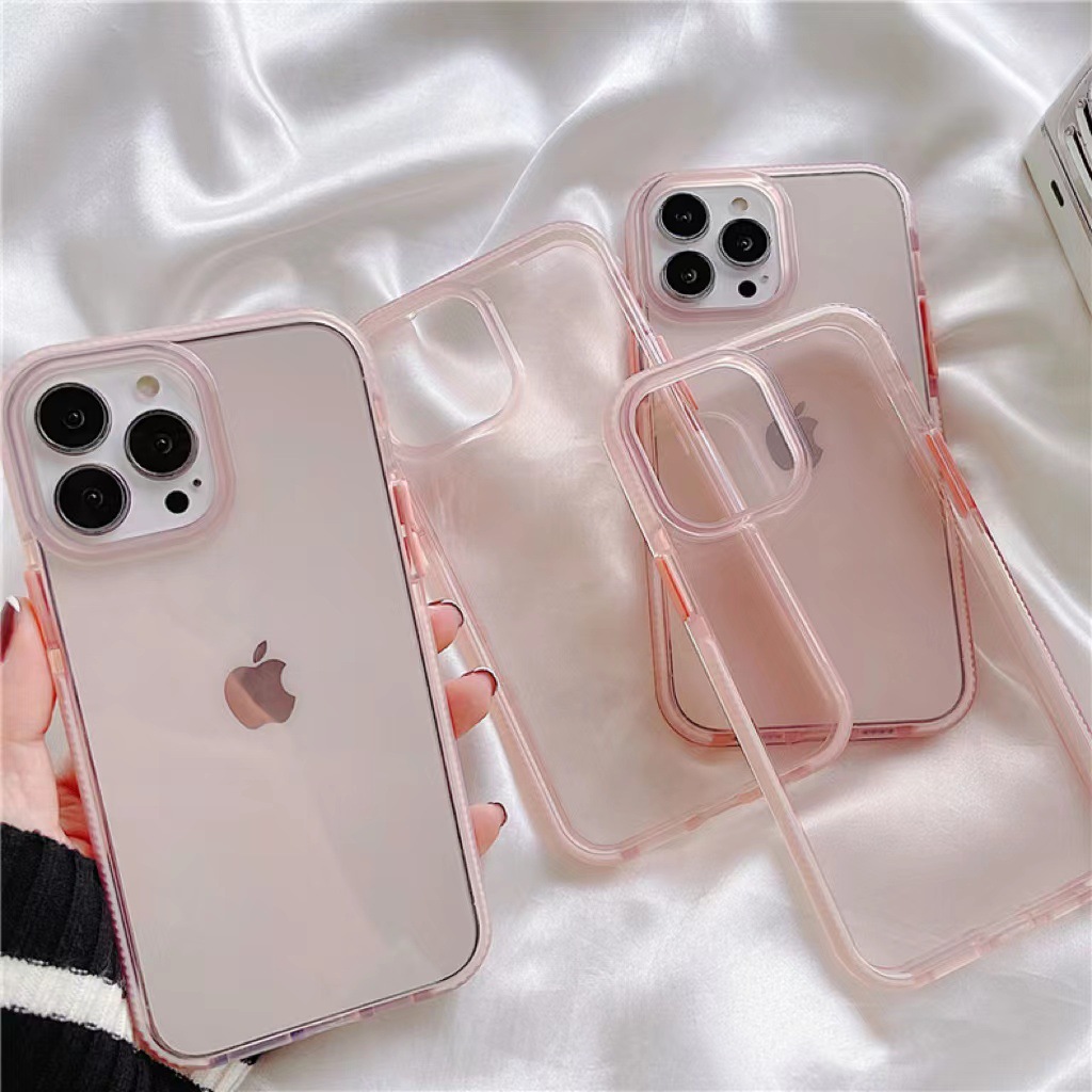 ins粉色適用新款iPhone15promax超仙女透透明粉手機殼15pro防摔殼