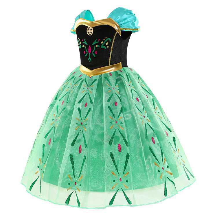 Frozen Princess Dress 2021 Girl's Lace Mesh Halter Pattern Small Safflower Double Skirt Dress