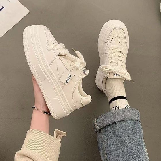 Internet Celebrity White Shoes Women's Shoes ins All-match Platform Platform Casual Students Wind-increasing High Shoes Spring New Arrival on Campus