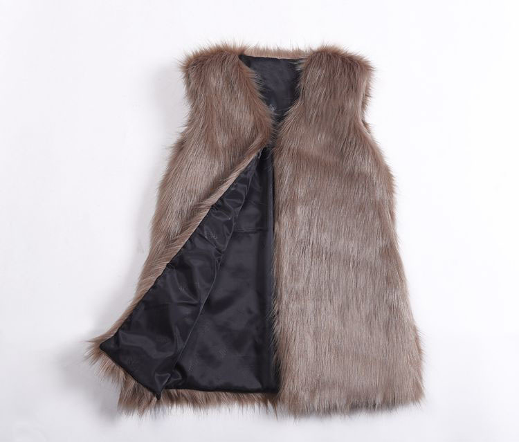 Fur Vest Women's Mid-length faux fox fur vest plus size women's vest thickened vest fur coat Korean style