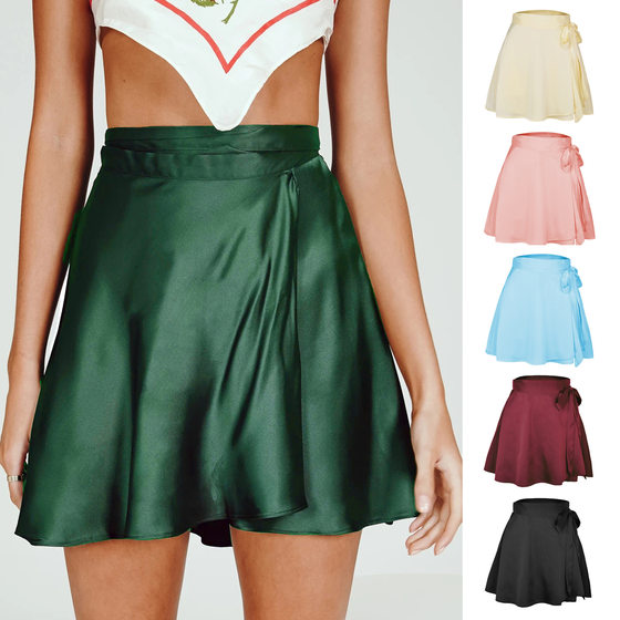 Summer 2023 Amazon Explosions Solid Color Skirt High Waist Fashionable One-Piece Lace-Up Skirt Chiffon Satin Wrap Skirt
