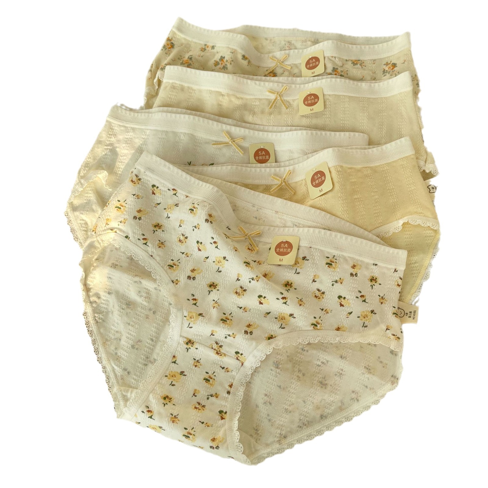 Ka Meow Original French underwear female 5A Baby Cotton full pants antibacterial bubble cotton girl floral cotton crotch pants