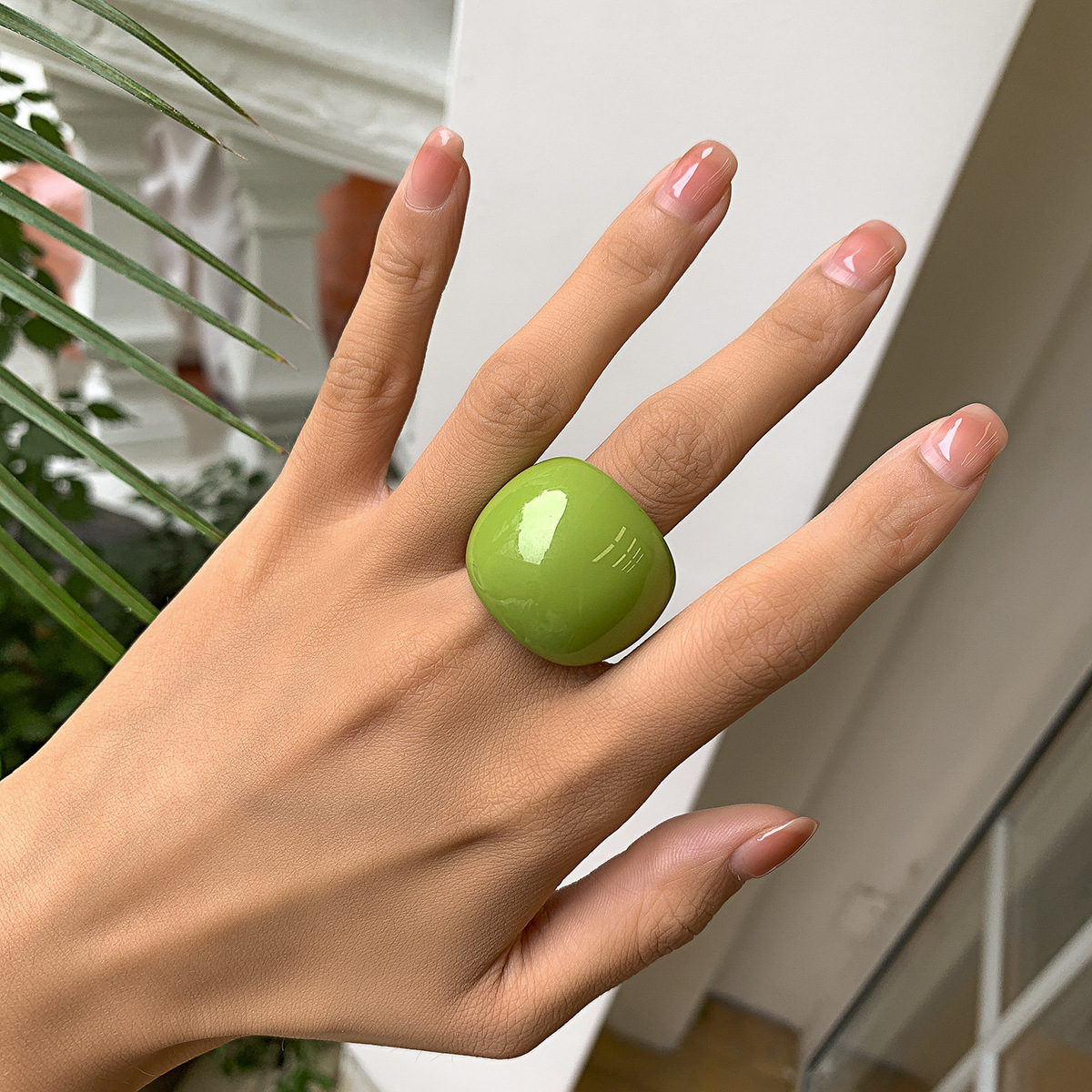 Exaggerated Fashion Candy Color Acrylic Ring Ring European and American Cross-border Exaggerated Geometric Ring Jewelry for Women