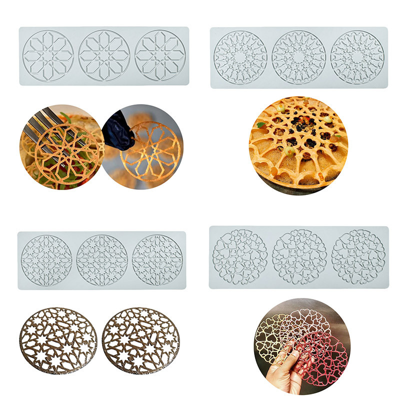 ニューリーフロングバーハートバブルフリップシュガーレースパッド Diy ベーキング装飾分子料理印刷金型|undefined