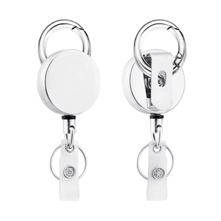 Spot 4cm Silver Metal Belt Clip Easy-pull Buckle High Elastic Steel Wire Rope Easy-pull Id Keychain Badge