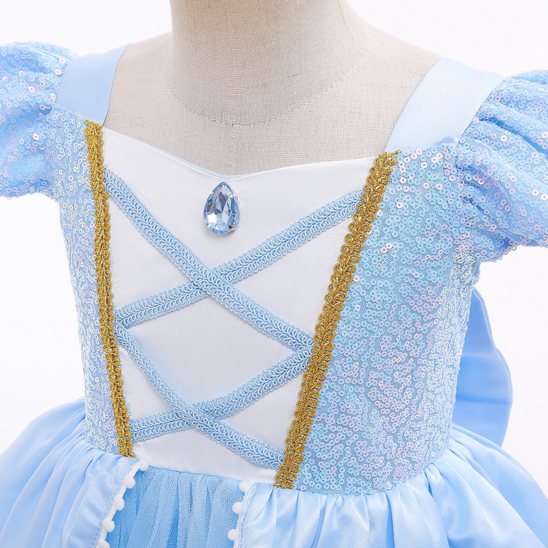 Cross-border Explosions Girl's Dress Cinderella cosplay Princess Dress Sequin Stitching Mesh Children's Dress