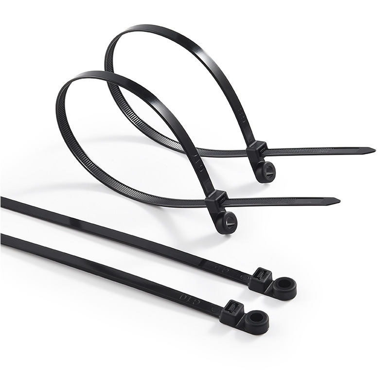 Chengcheng plastic self-locking fixing head nylon screw round hole 3.6*150 black and white wire tie nylon