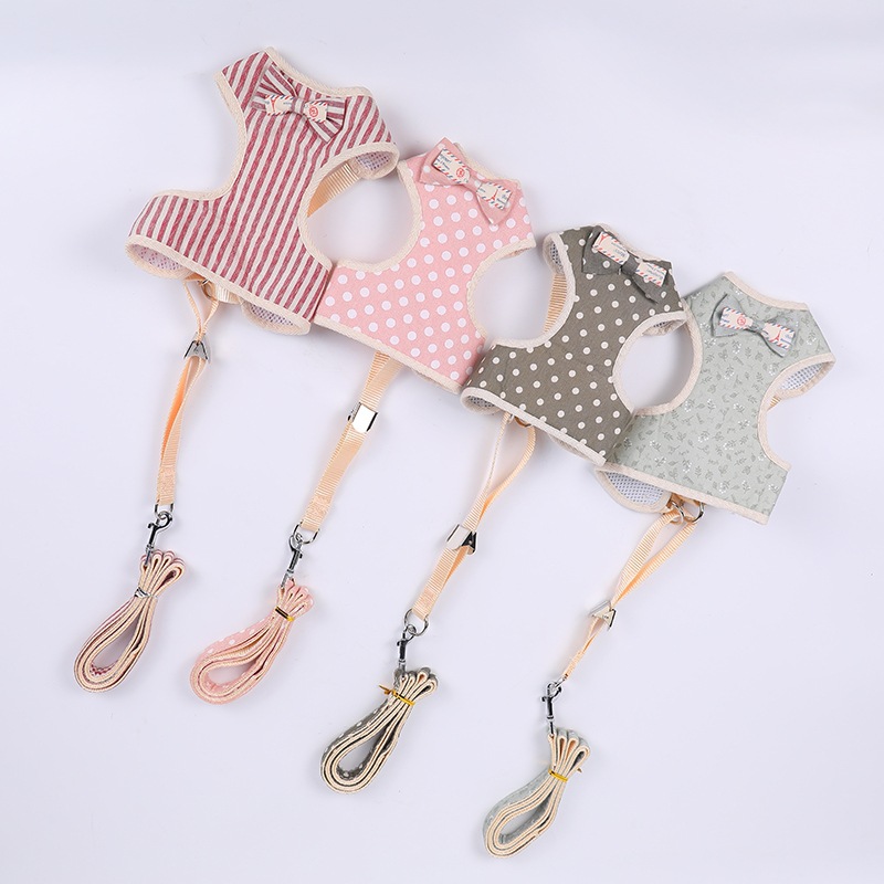 Pet Leash Directly Supplied by Manufacturer Korean Style Bowknot Pet Vest Harness for Cats and Dogs