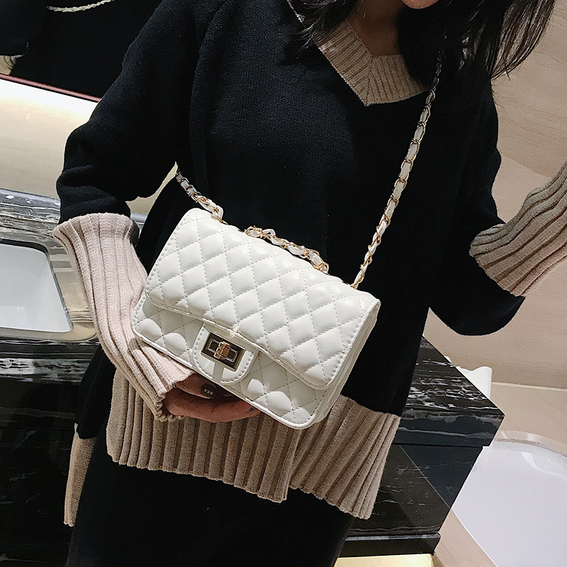 Bag Women's 2022 New Arrival Korean Style Rhombic Plaid Chain Bag Chanel Style Single-shoulder Crossbody Bag Women's Bag All-match Small Square Bag