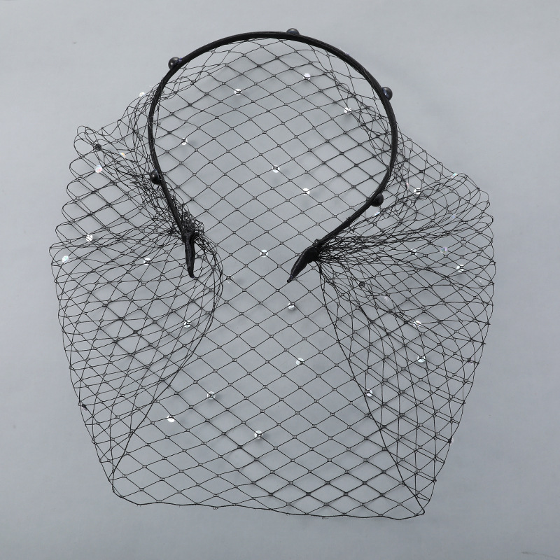 Леди Performance Veil Ретро Сетка Жемчужный Алмаз Большая Сетка Свадебная Вечеринка Европа и Америка Аксессуары Amazon Повязка на голову