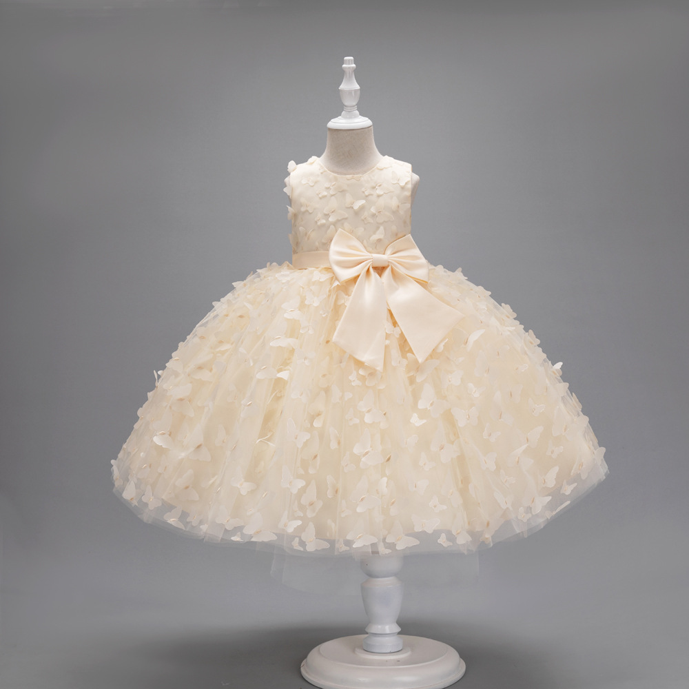 Amazon New Children's Wear Skirt Butterfly Children's Dress Puff Mesh Princess Dress Little Girl Model Show Dress