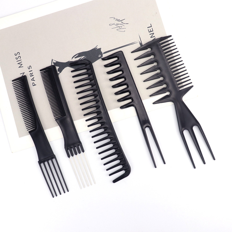 Factory cross-border explosions hairdressing comb set ten-piece set modeling comb pointed tail comb hair salon haircut black plastic comb