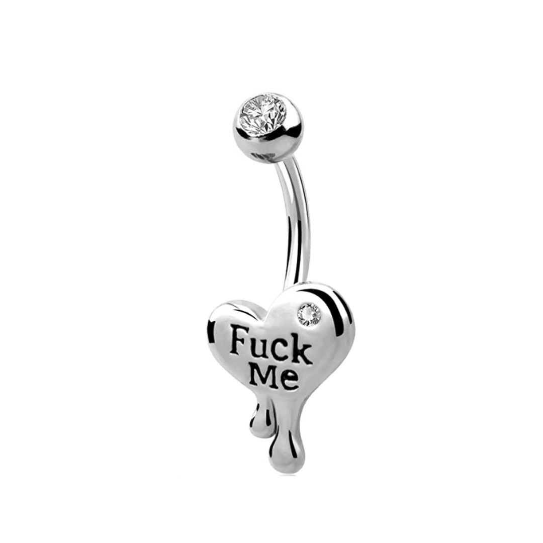 Gaby European and American Heart Shaped Zircon Set Letter Simple Navel Nail Punk Personalized Navel Ring Piercing Jewelry