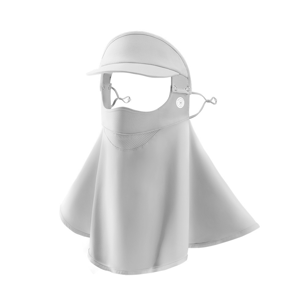 Women's Icy Silk Full-face Sun Protection Face Shield. Protects Forehead and Neck. Anti-ultraviolet. Removable Brim. Facekini-like Mouth Mask.