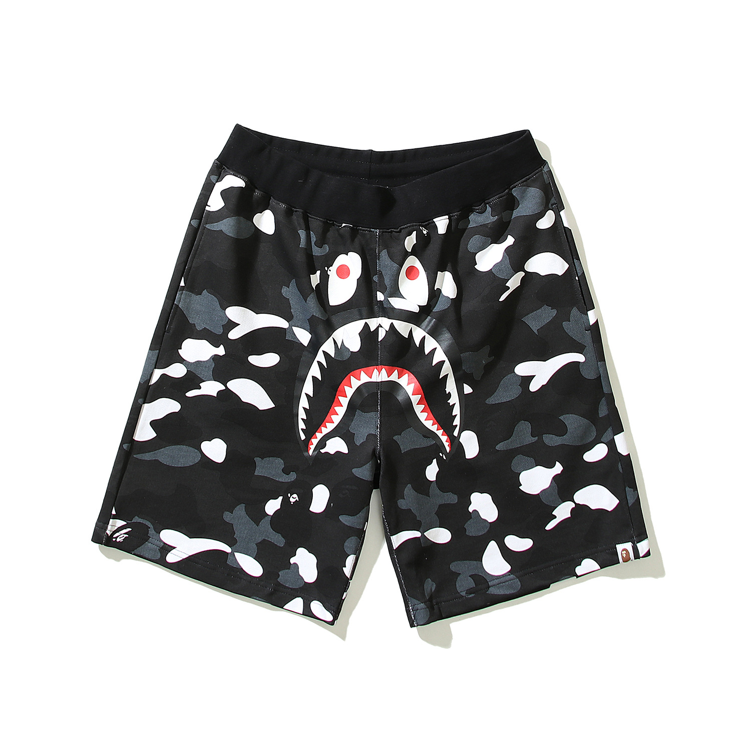 Cross-border in stock and fast delivery Shark Camouflage Youth Casual Shorts Medium Pants Men and Women Pure Cotton Luminous Beach Pants Sweatpants