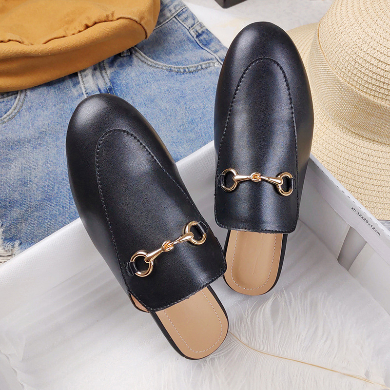 Europe and the United States foreign trade Baotou half drag cool shoes women's flat bottom lazy outside wear Muller shoes size 41-44 cross-border distribution