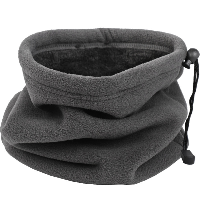 Cross-border winter warm plus velvet scarf outdoor riding mask thickened polar fleece drawstring fleece scarf set Wholesale