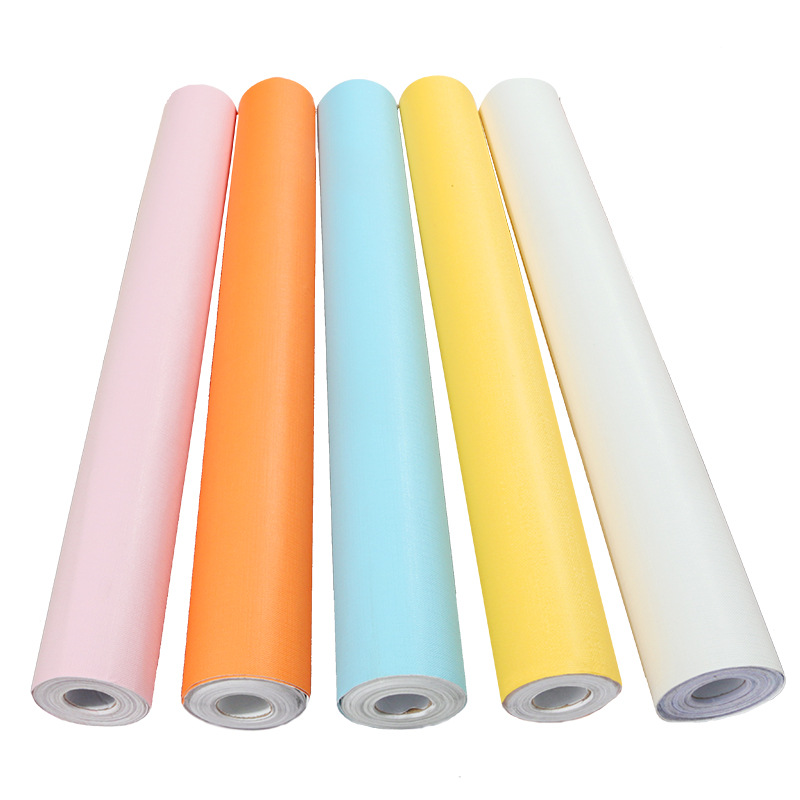 Factory wholesale self-sticking bedroom wallpaper solid color thick wall cloth macaroon light luxury plain color wallpaper waterproof self-adhesive