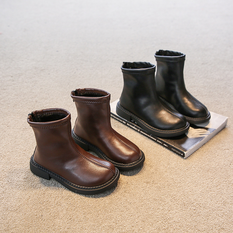 Girls' Single Boots 2023 Autumn and Winter New Korean Style Simple Large Children's Stylish Thin Boots Girls' British Style Martin Boots