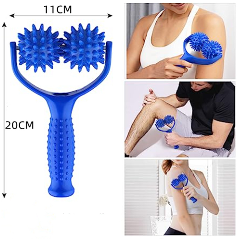 Stab Ball Roller Massage Stick Portable Muscle Relaxer Shoulder Neck Roller Soothing Stick Yoga Massage Roller Stick