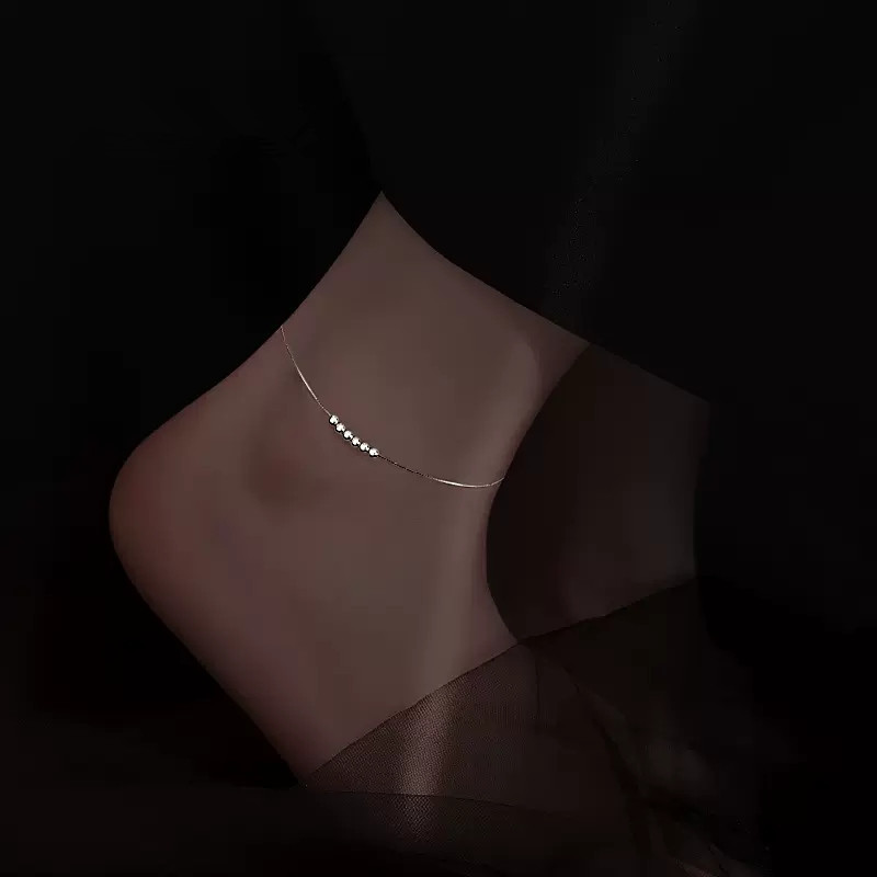 925 silver-plated transfer beads anklet female niche design anklet high-grade sexy ankle chain 2023 new fashion