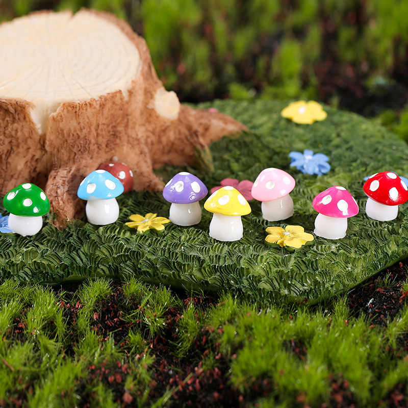树脂小蘑菇 6点6色蘑菇 微景观摆件蘑菇DIY饰品