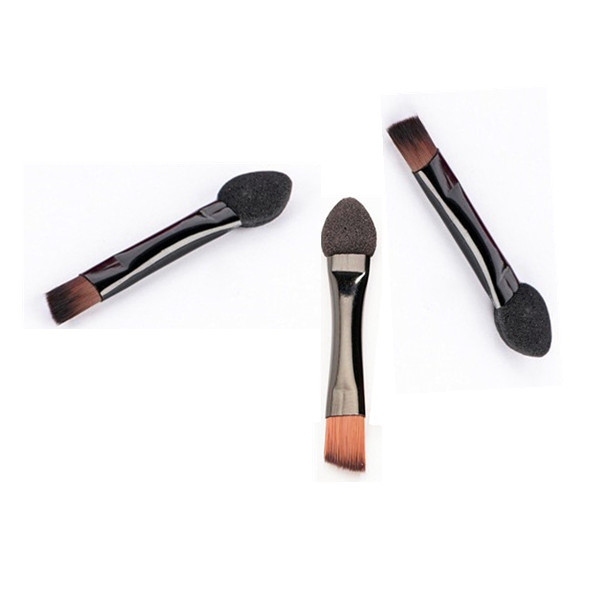 Double Head Makeup Brush Aluminum Tube Beveled Eyebrow Brush Mini Dual-Use Small Sponge Brush Eye Shadow Brush Eyebrow Brush
