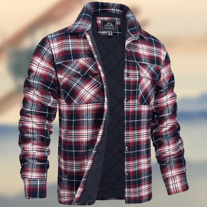 European and American Men's Jacket 2022 New Amazon AliExpress Long Sleeve Lapel Plaid Thickened Shirt Men's Jacket
