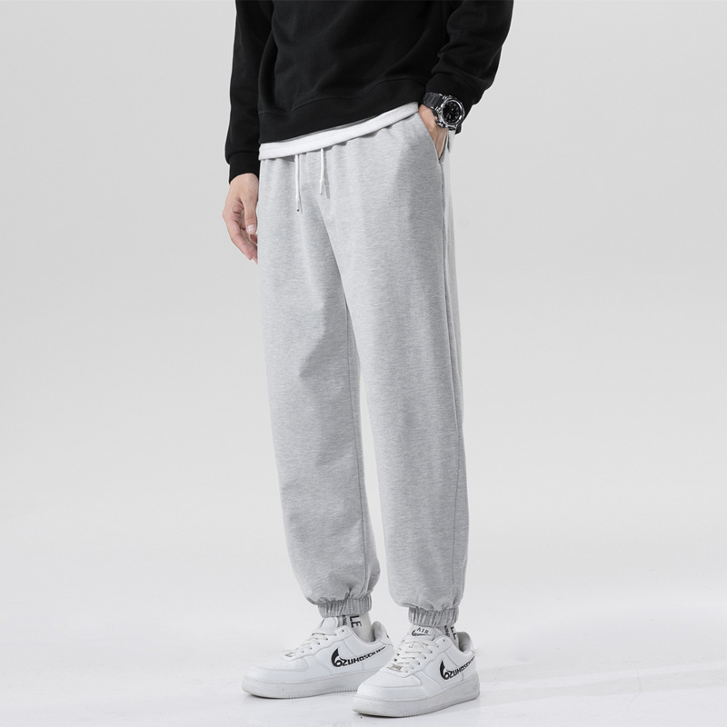 Wei Pants Men's New Large Size Casual Pants Couple's Sports Pants Solid Color Loose Casual Leg Knitted Pants Men's Pants