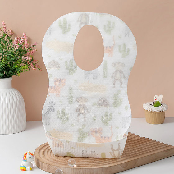 Mu Chun Disposable Bib Baby Independent Wash-free Rice Bucket Baby Bib Non-woven Spit Wipe Spot Wholesale