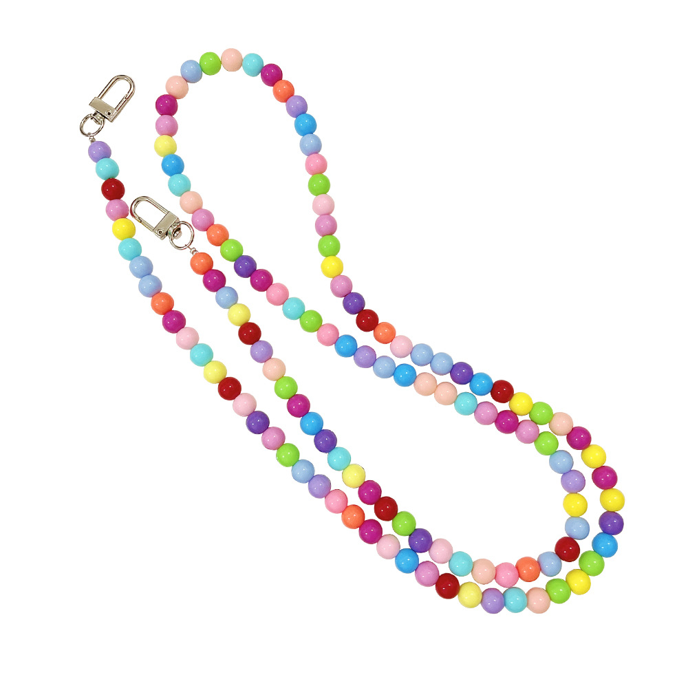 Liu Shishi same style beaded rainbow long mobile phone chain women's fashion crossbody portable chain Universal with clip chain