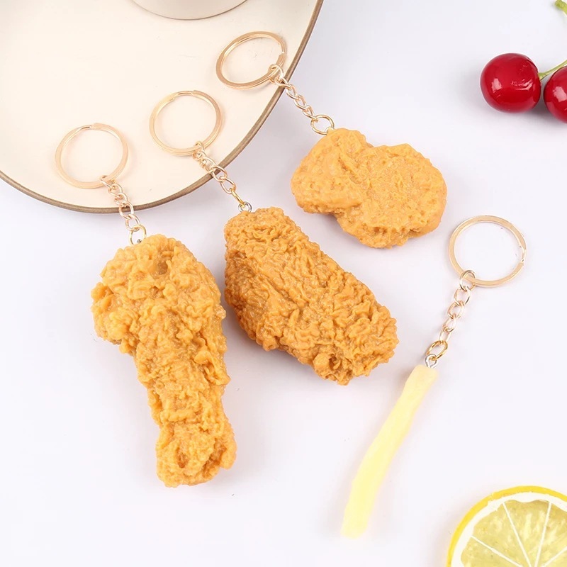 食べ物のキーホルダーシミュレーションkfc全家桶フライドチキンの羽の対外貿易アクセサリー卸売りファストフード店のプロモーションプレゼント|undefined