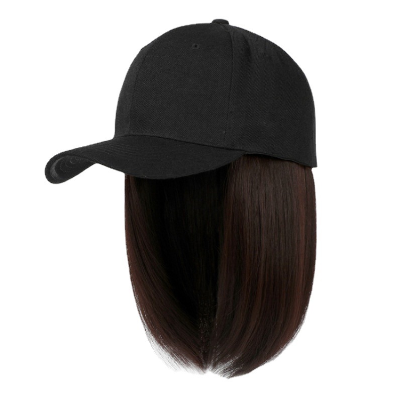 Hat with wig one-piece women's fashion peaked cap wave head all-match internet celebrity clavicle short hair women's full head cover