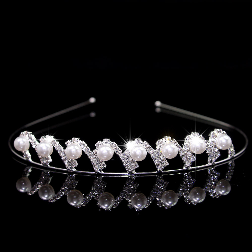 European and American fashion multi-layer pearl hairband women's high-end claw chain exquisite rhinestone love accessories bride hair accessories wholesale