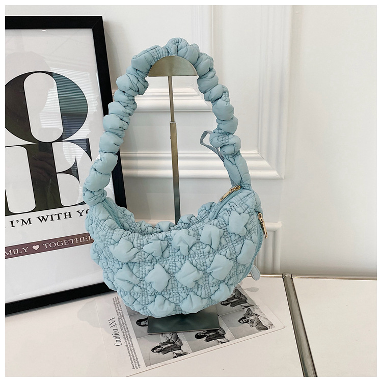 Borsa da donna Niche Bubble Borsa monospalla sottobraccio Borsa coreana in cotone Borsa a tracolla casual Borsa a nuvola plissettata_voghion.com