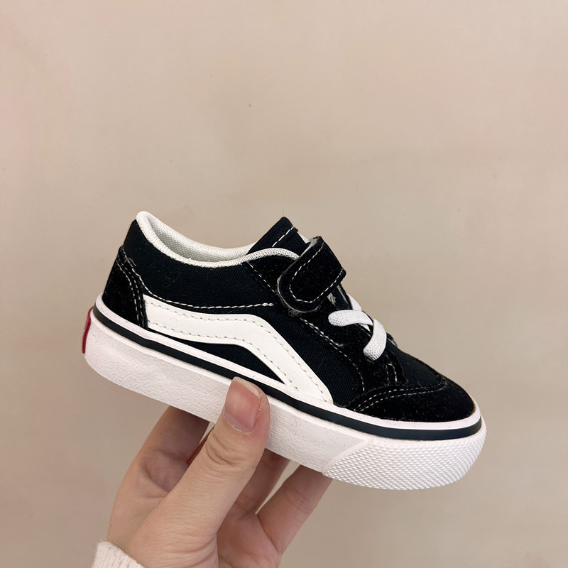 2023 Spring New Children's Korean Canvas Shoes Boys and Girls Black and White Casual Board Shoes Baby Kindergarten Shoes