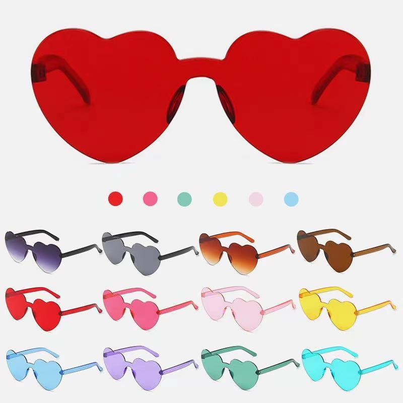 New transparent jelly color love sunglasses peach heart sunglasses heart-shaped one-piece funny photo sunglasses