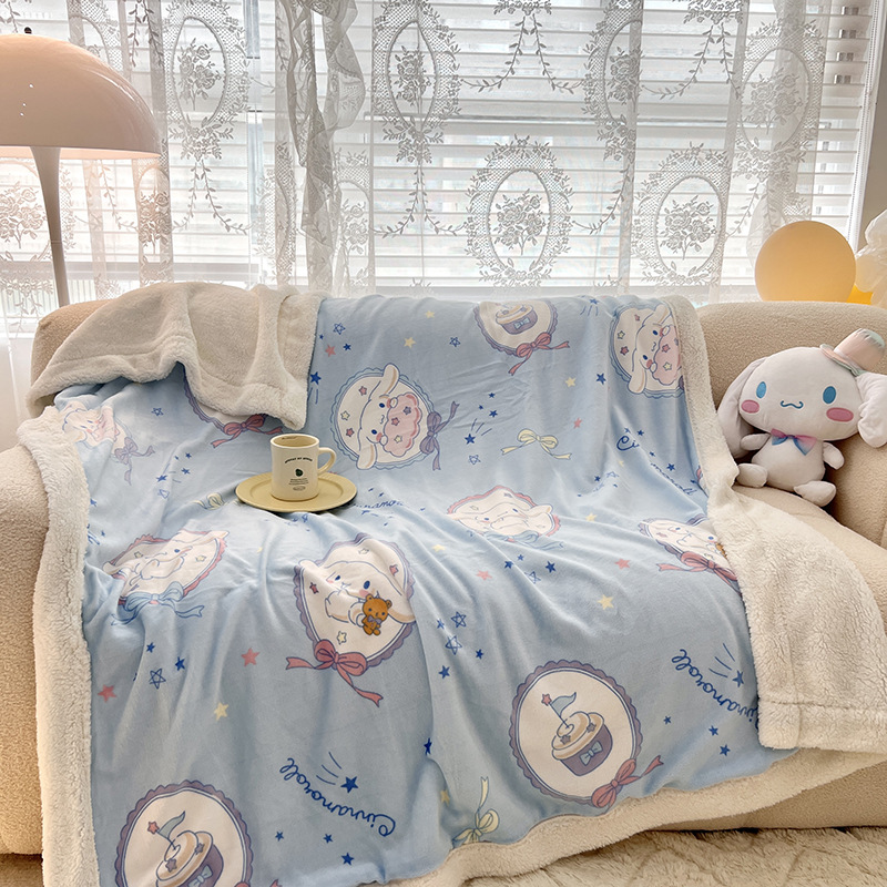 Genuine Sanrio milk velvet double-layer blanket lambswool children's cartoon nap blanket multifunctional foreign trade blanket