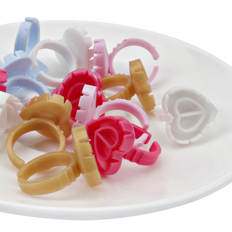 Factory Wholesale Eyelash Ring Blossom Cup Grafting Eyelash Heart Shape Drop Glue Cup Planting Eyelash Glue Tray