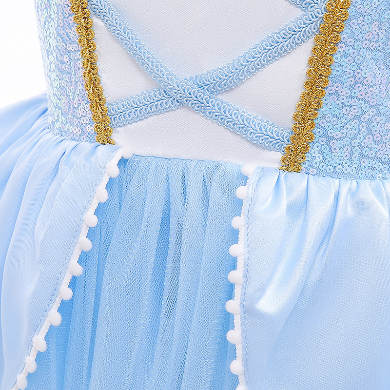 Cross-border Explosions Girl's Dress Cinderella cosplay Princess Dress Sequin Stitching Mesh Children's Dress