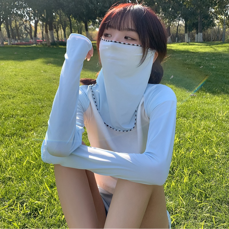 Cycling Ice Silk Sunscreen Shawl Outdoor Summer Women's Mask Integrated Shoulder Sleeve Neck Shade UV Protection Sleeve