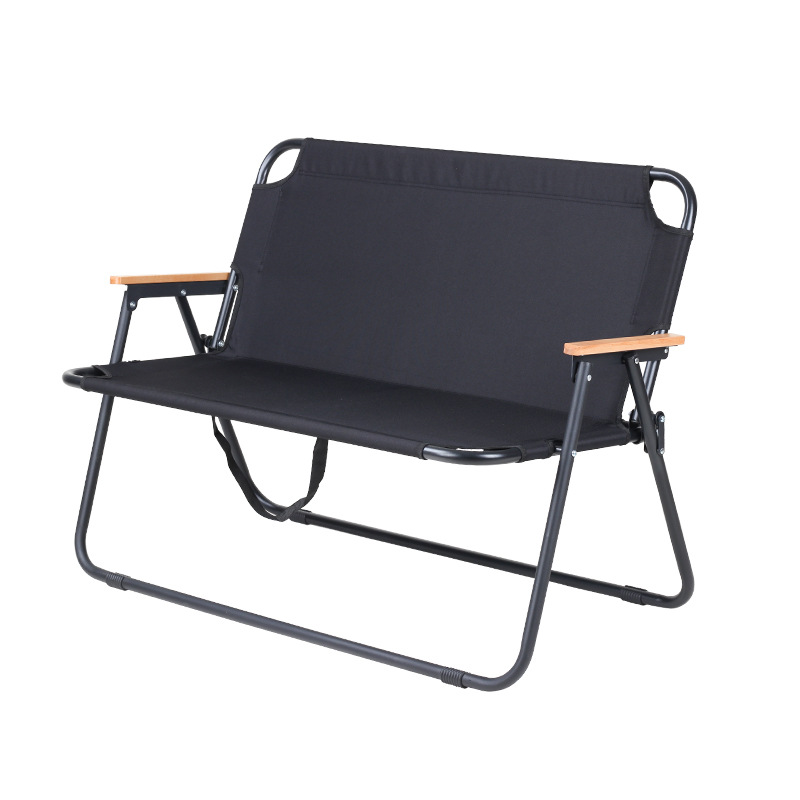 Cross-border Japanese and Korean Oxford Cloth Camping Chair Iron Pipe Spring Chair Leisure Beach Camping Chair Outdoor Double Folding Chair