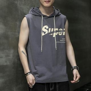 Summer Thin Vest Men's Hooded ins Sleeveless T-Shirt Loose Men's Clothes Sports Waistcoat Outer Waistcoat Inner Waistcoat