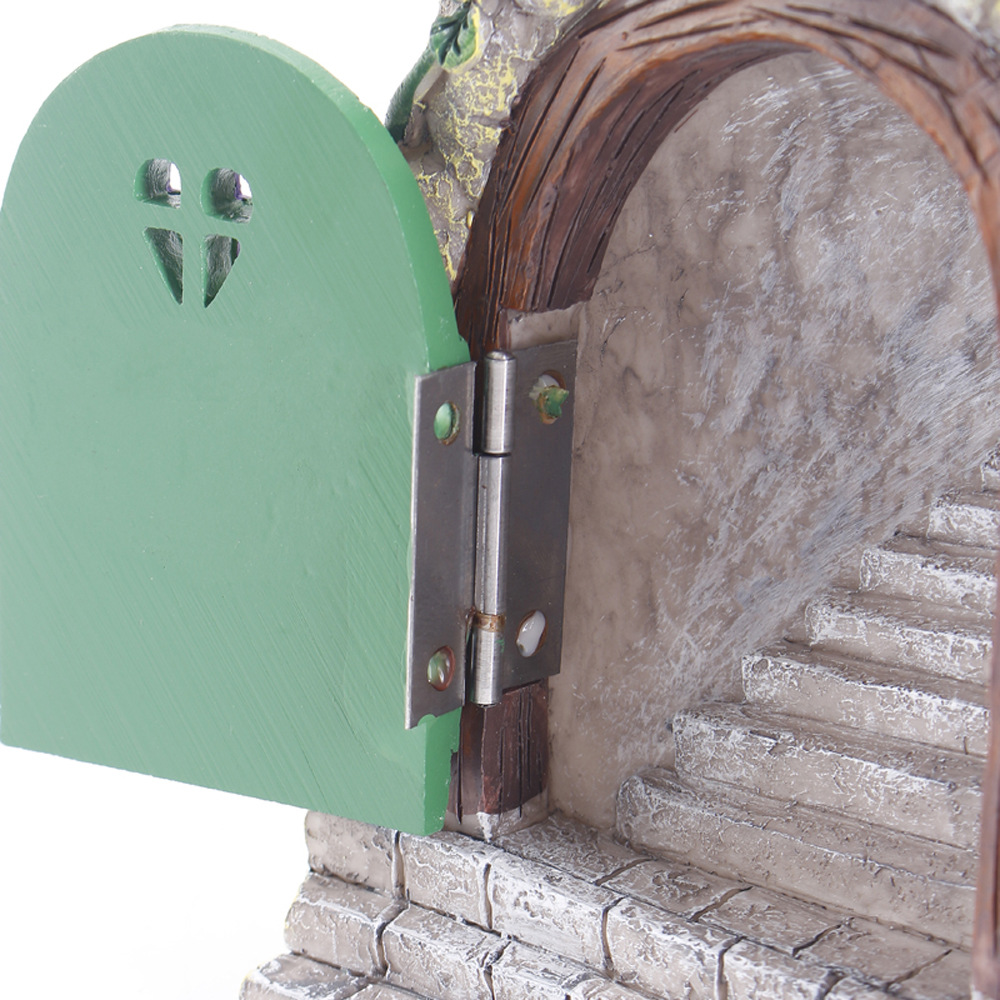 Cross-border Hot-selling Pastoral Design Stair Jewelry Solar Outdoor Garden Light Fairy Garden Stone Gate Resin Ornaments
