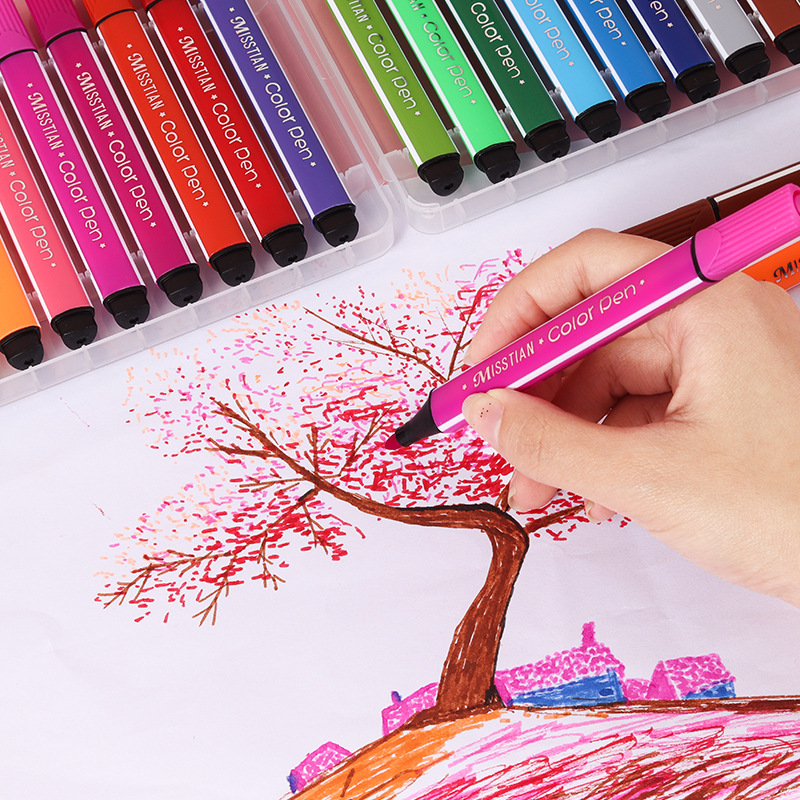 Washable children's hard-headed watercolor pen triangle Rod large capacity primary school student boxed 12-color painting brush color pen