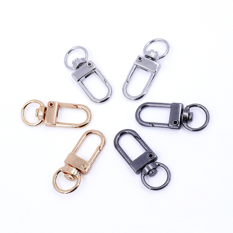 Silver metal three-point small door buckle diy paint color accessories dog buckle spot cross-border hook hook hanging plated key chain
