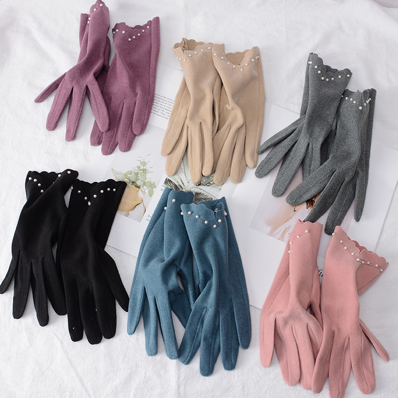Women's Autumn/Winter Thin Warm Anti-Cold Touch Screen Korean Version Cute New Deerskin Riding Driving Manufacturer Wholesale Gloves