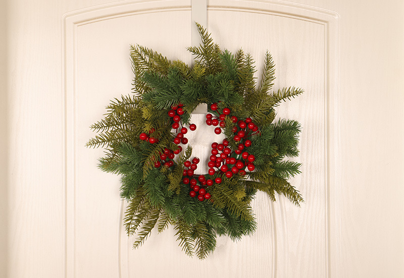 Hongyu rote Früchte PE Weihnachtskranz Weihnachtsfeiertagsanhänger Plastikring Weihnachtsdekoration Türbehang_voghion.com