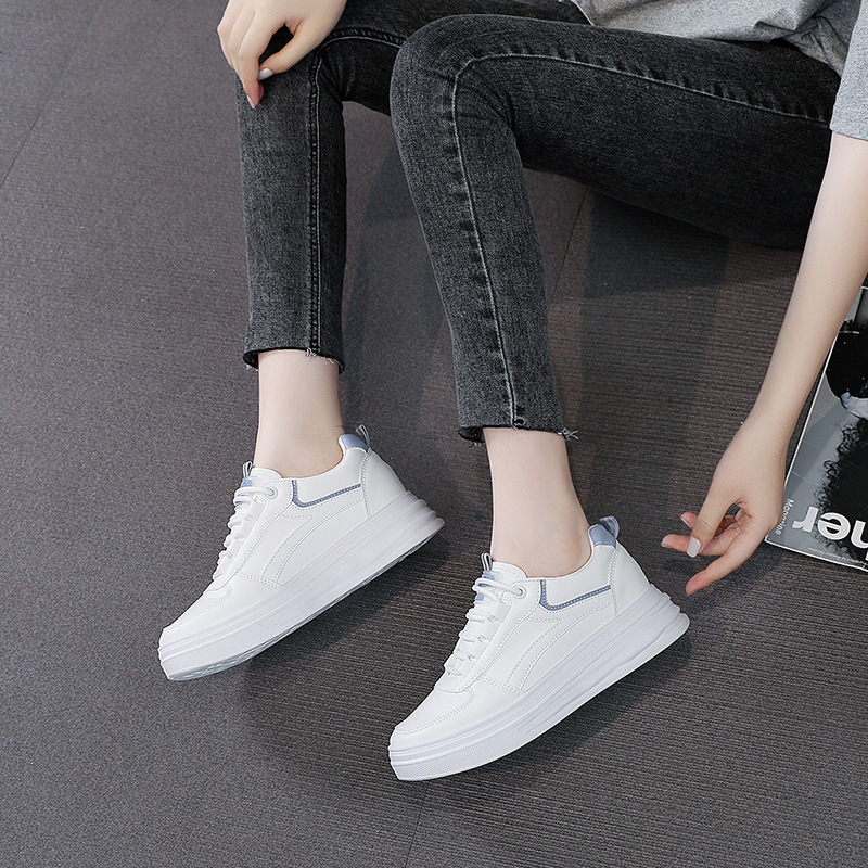 W1763 Height Increasing White Shoes Women's Autumn 2022 New Women's Shoes Sneakers Thick Bottom Mesh Breathable All-match Thin Shoes